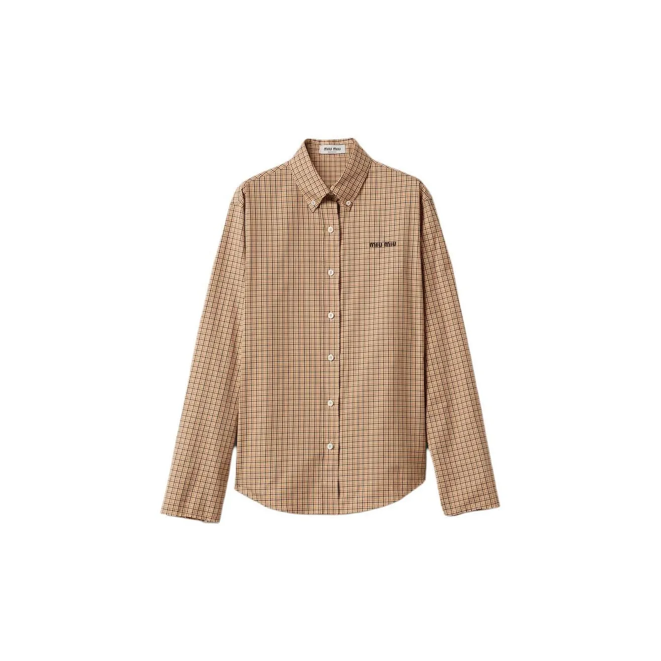 MIU MIU Logo-Embroidered Button-Up Checked Shirt