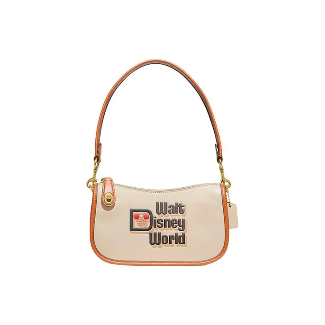 COACH Disney, Collaboration Swinger Glove Tanned Leather Handbag, Shoulder Bag Women's Khaki