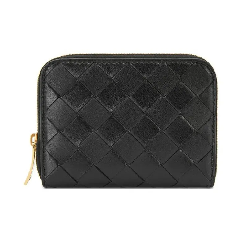 Bottega Veneta Sheepskin Leather Coin Purse Women's Black
