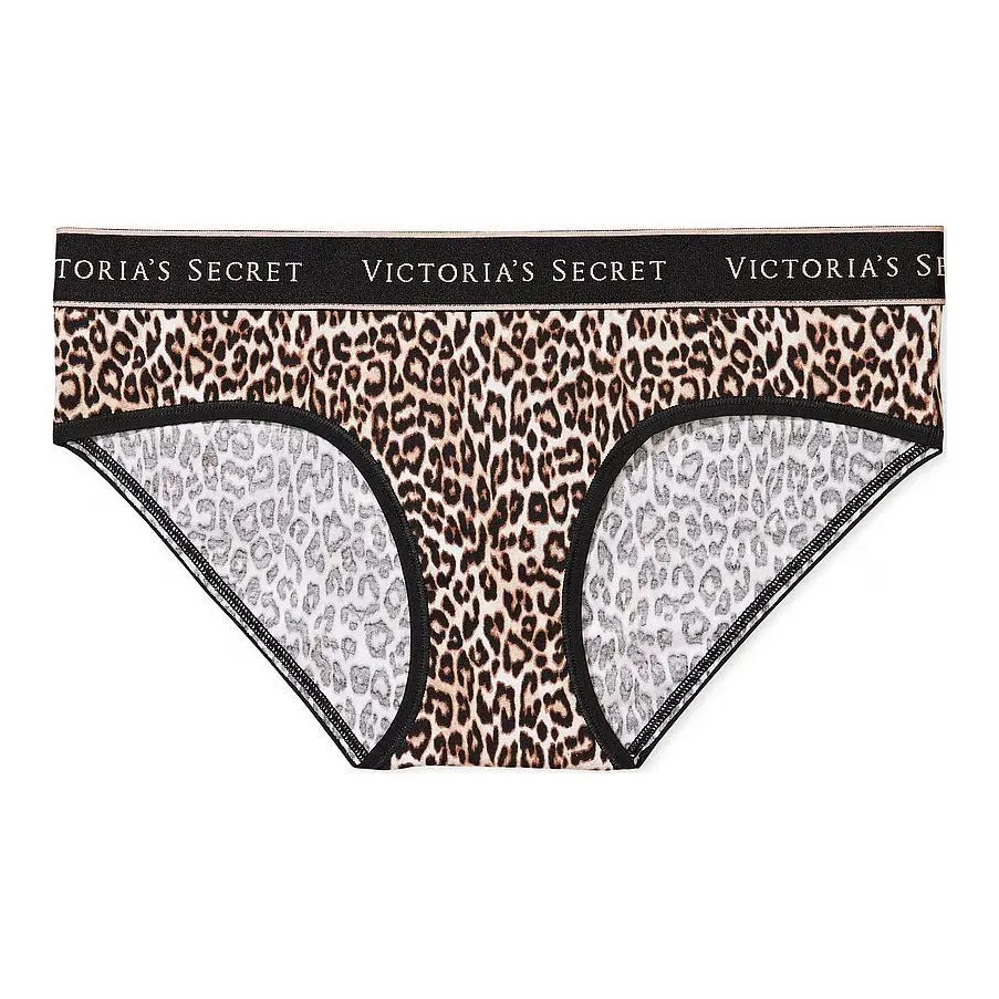 Victoria's Secret Розовый Хлопок Логотип Хлопок Hiphugger Panty Базовый Instincts Нижнее белье Женские 1 упаковка Леопардовый принт