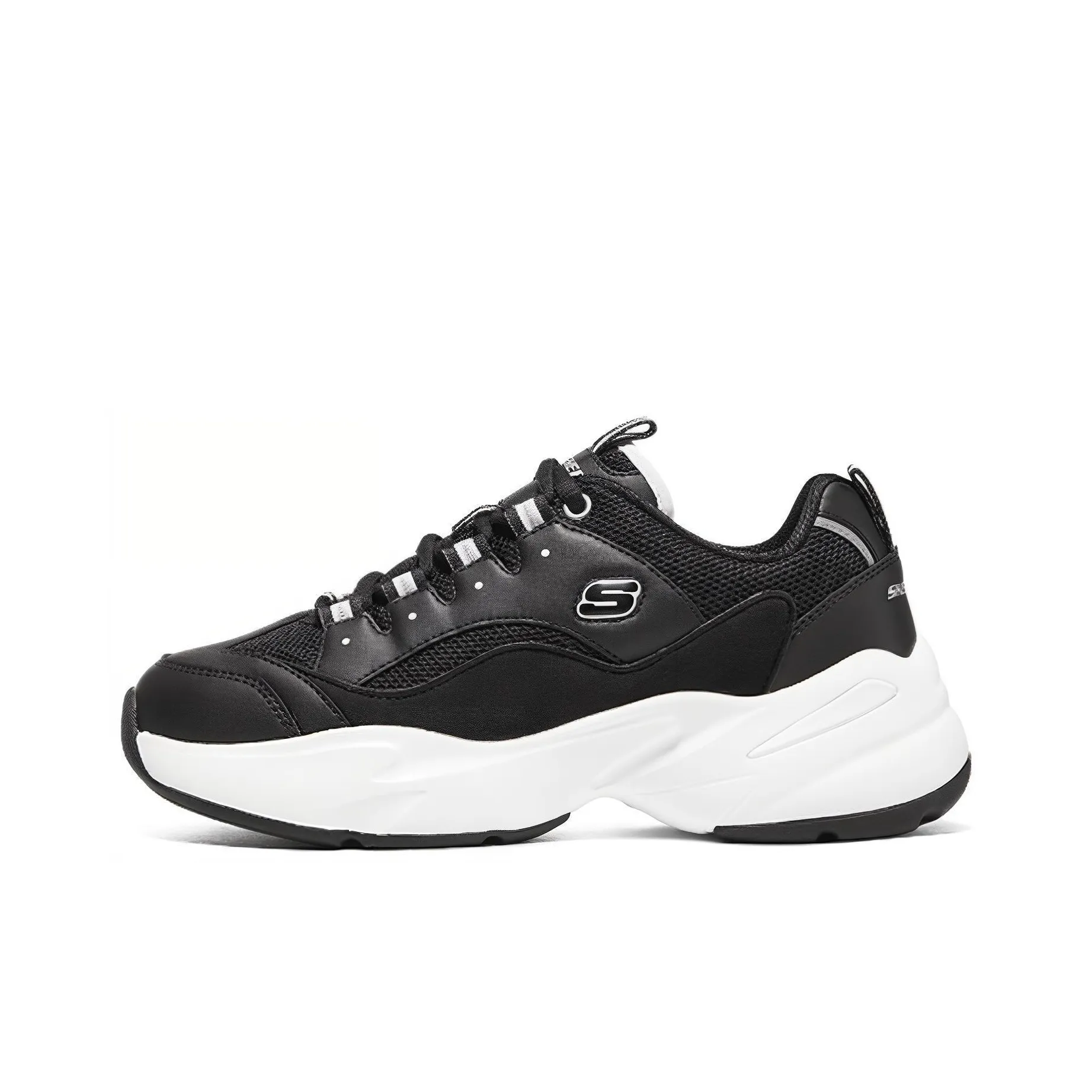 Skechers D'LITES 3,0 Cousin Аbrasion Resistant Дышащий Низкий Топ Повседневная Обувь Женская Черный Белый