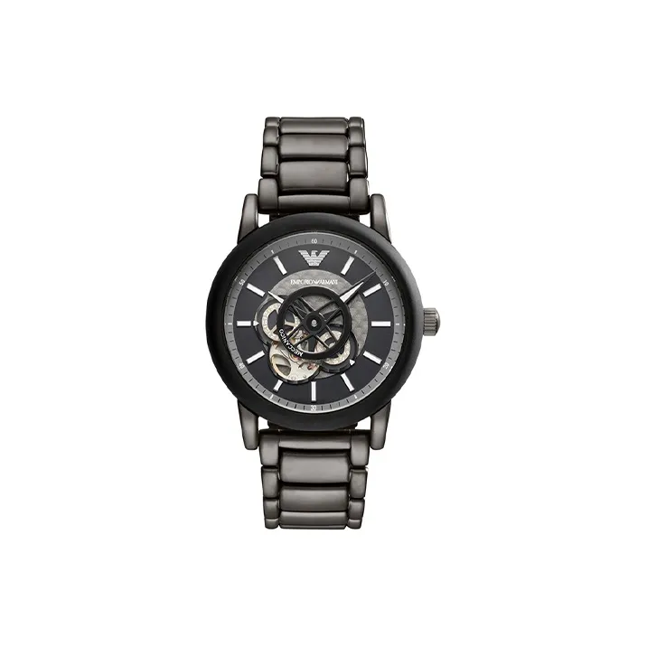 EMPORIO ARMANI Wrist Watch Automatic Mechanical Movement Stainless Steel Strap Black Dial Men's Watches AR60010