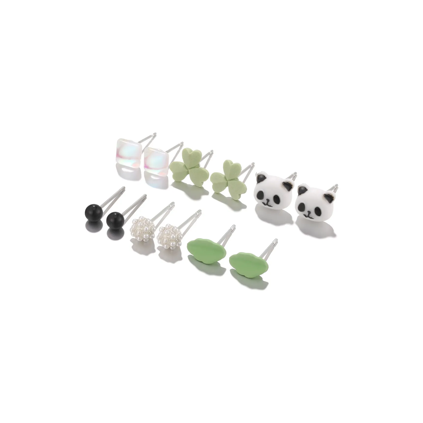 Clect Керамика Серьги-гвоздики Набор Женские Зеленый