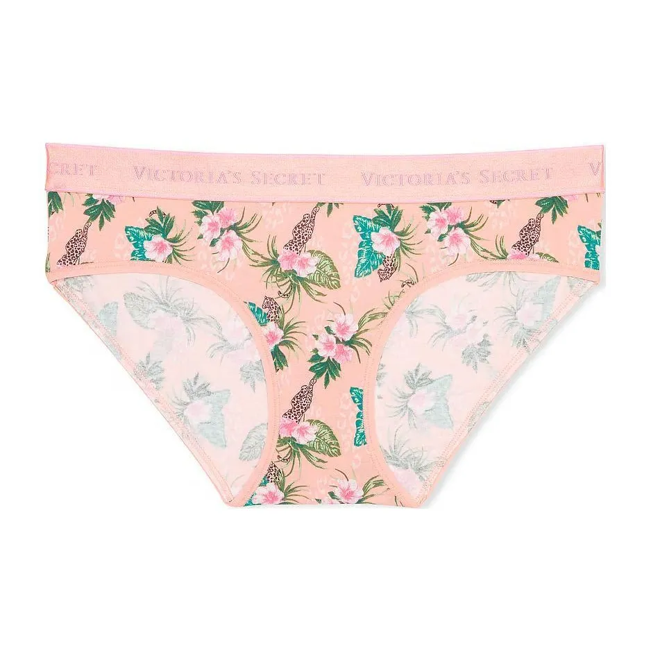 Victoria's Secret Розовый Хлопок Логотип Хлопок Hiphugger Panty T L Нижнее белье Женское 1 упаковка Печный принт