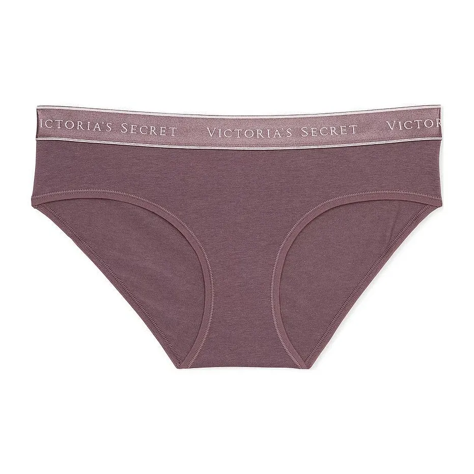 Victoria's Secret Розовый Хлопок Логотип Хлопок Hiphugger Panty Какао Румяна Трусики-бикини Женские 1 Пачка Темно-фиолетовый