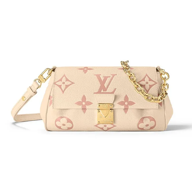 LOUIS VUITTON Favorite Embossed Cow Leather Dumpling Crossbody Bag Regular Women's Cream White/Pink