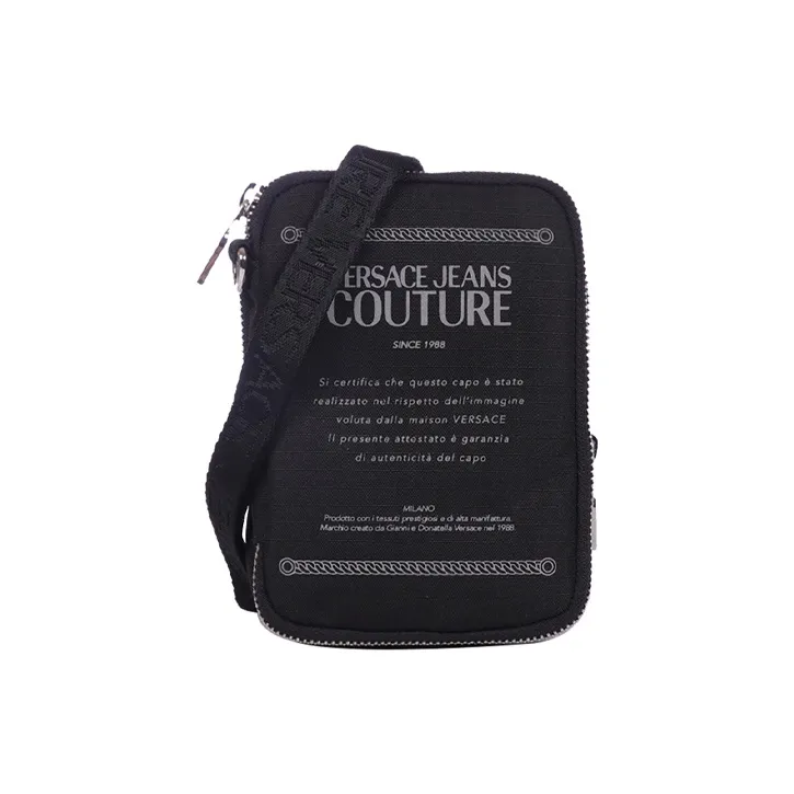 VERSACE JEANS COUTURE Нейлоновая сумка через плечо маленькая мужская черная и серая