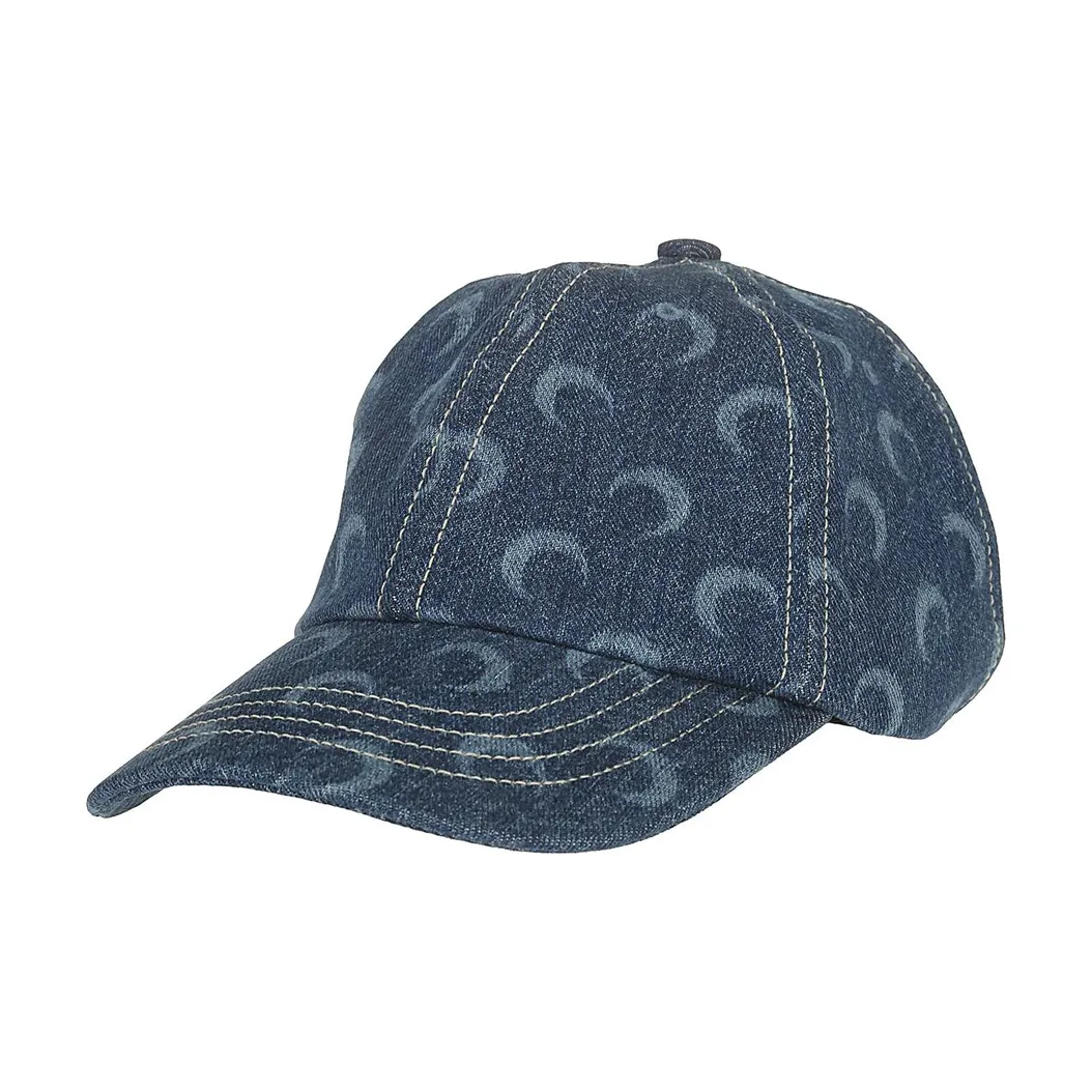 Marine Serre Cotton Baseball Caps Unisex Blue