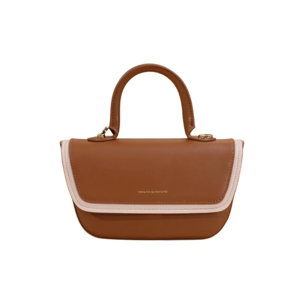 TOMATO POTATO Коровья кожа Портативная Сумка через плечо Одно плечо Стандартная Женская Коричневый Абрикос