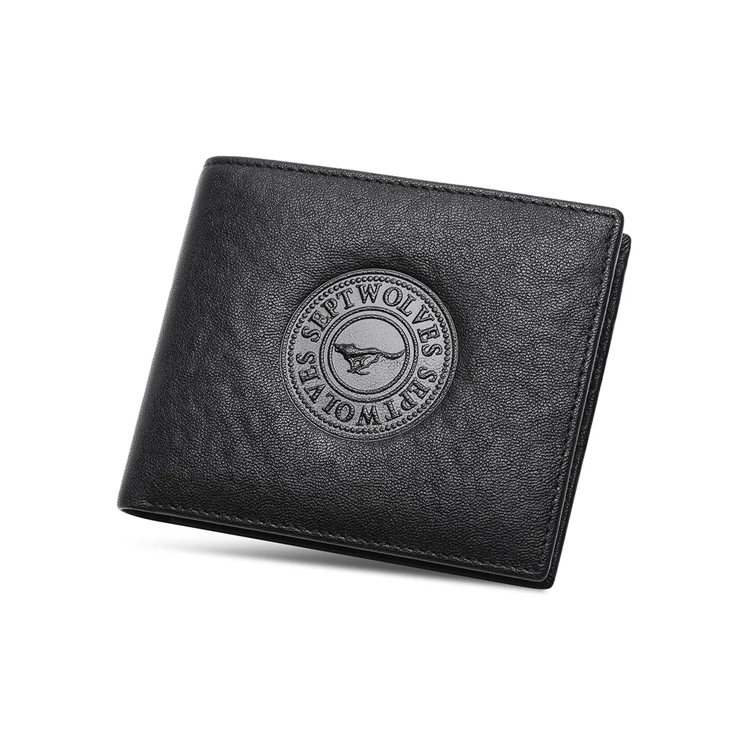 SEPTWOLVES Top Grain Cow Leather Wallet, Leather Bag Men's