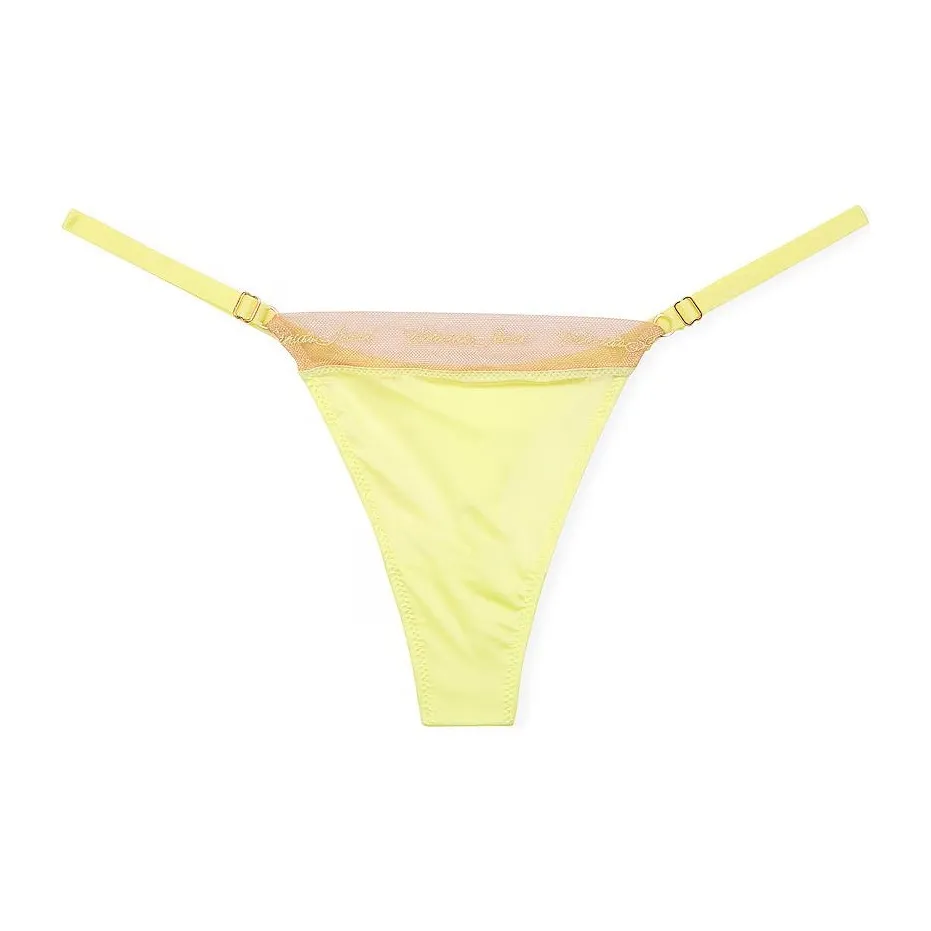 Victoria's Secret Розовый VERY Сексуальный Логотип Вышивка Регулируемый Танг Cw Нижнее белье Женское 1 Пачка Лимон