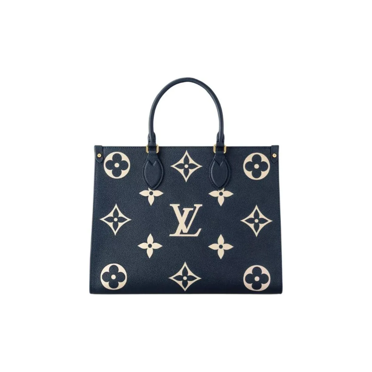 LOUIS VUITTON ONTHEGO Cow Leather Jungle Print Handbag Medium Size Women's Marine Blue