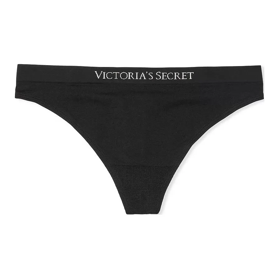 Victoria's Secret SEAMLESS Thong Panty /Black Underpants Women's 1 Pack Black