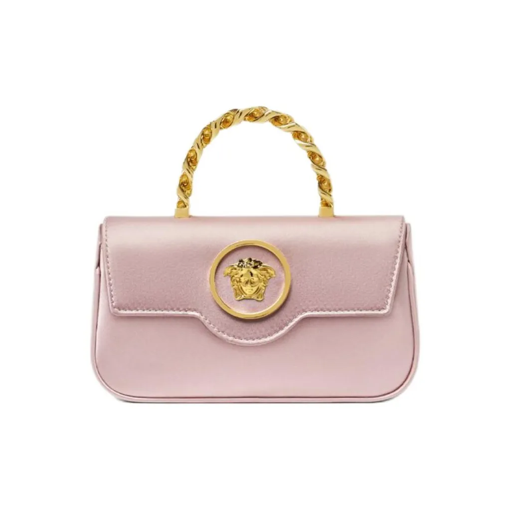 VERSACE La Medusa Satin Shoulder Bag, Crossbody Bag, Handbag Mini Women's Light Pink Red