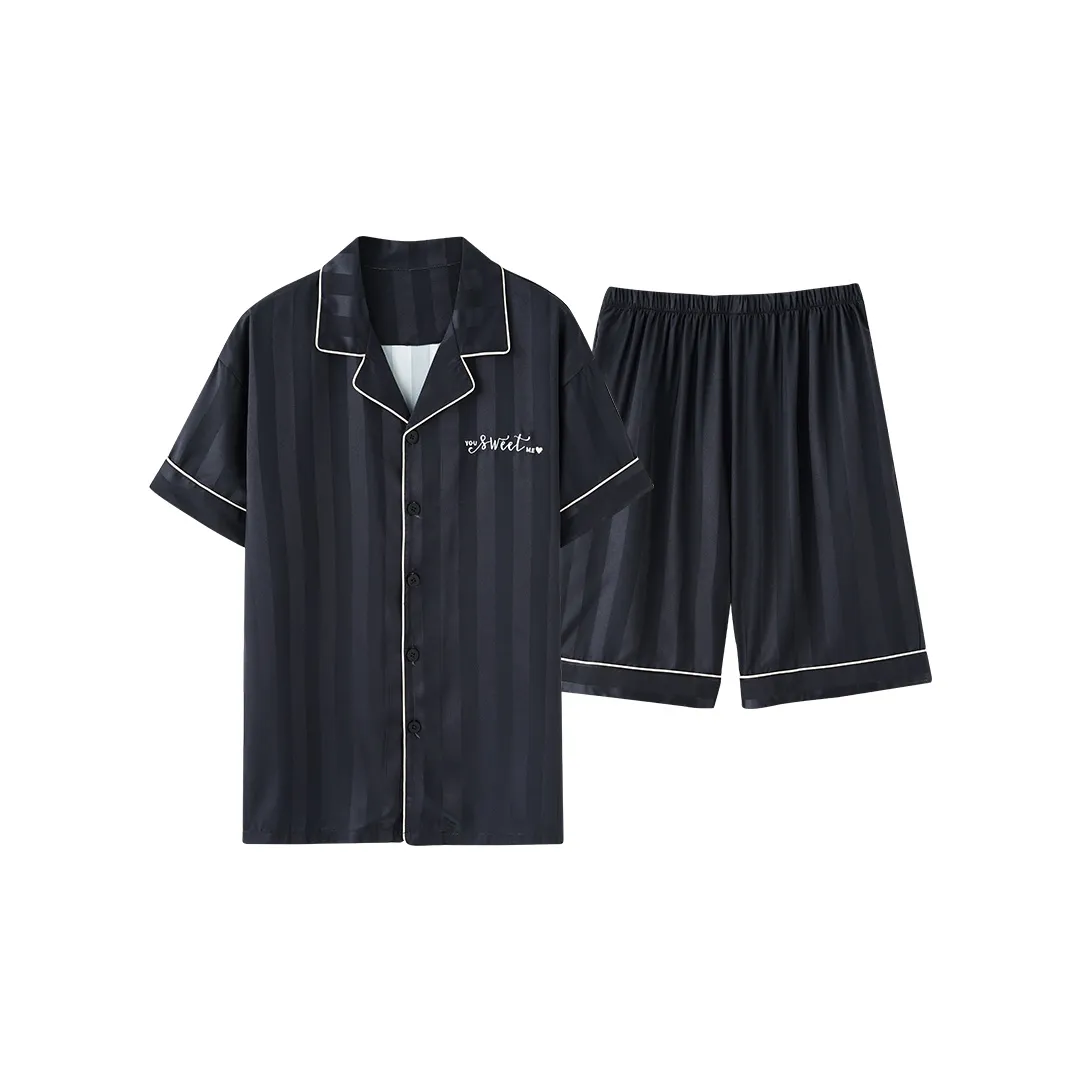 Sleep Students Dormitory Home, Pajama Set Men's Black