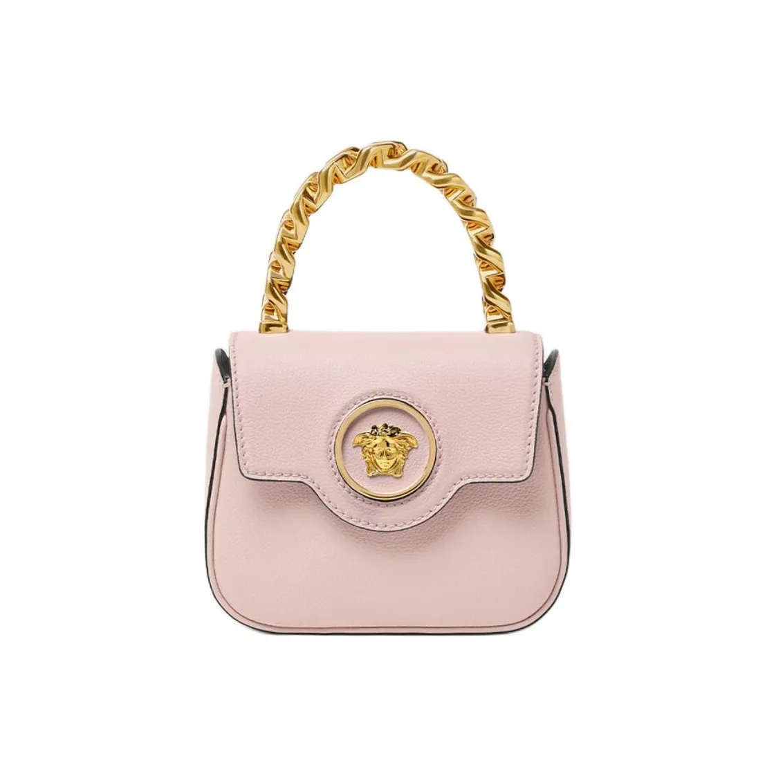 VERSACE La Medusa Smooth Leather Shoulder Bag Crossbody Bag Necklace Mini Women's Light Pink