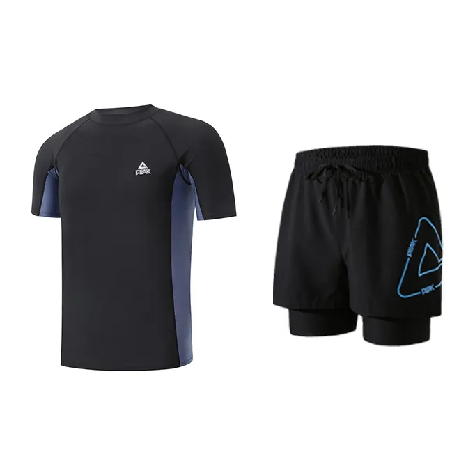 PEAK Swimming Sets Polyester, Elastane Seaside Beach Vacation Outdoor Sports Casual Men's Black Blue