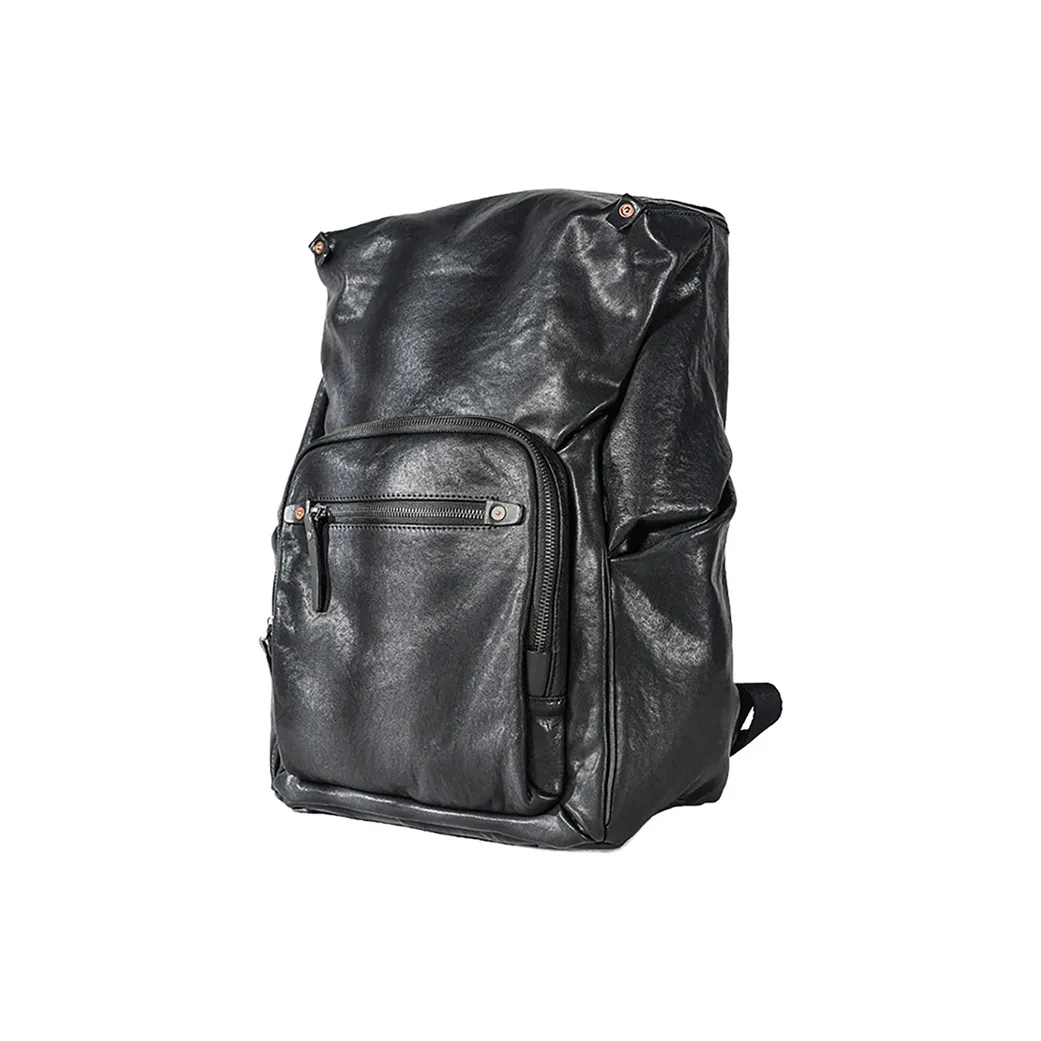DOSRFINI Натуральная кожа верх крупнозернистая текстура коровьей кожи рюкзак мужской черный
