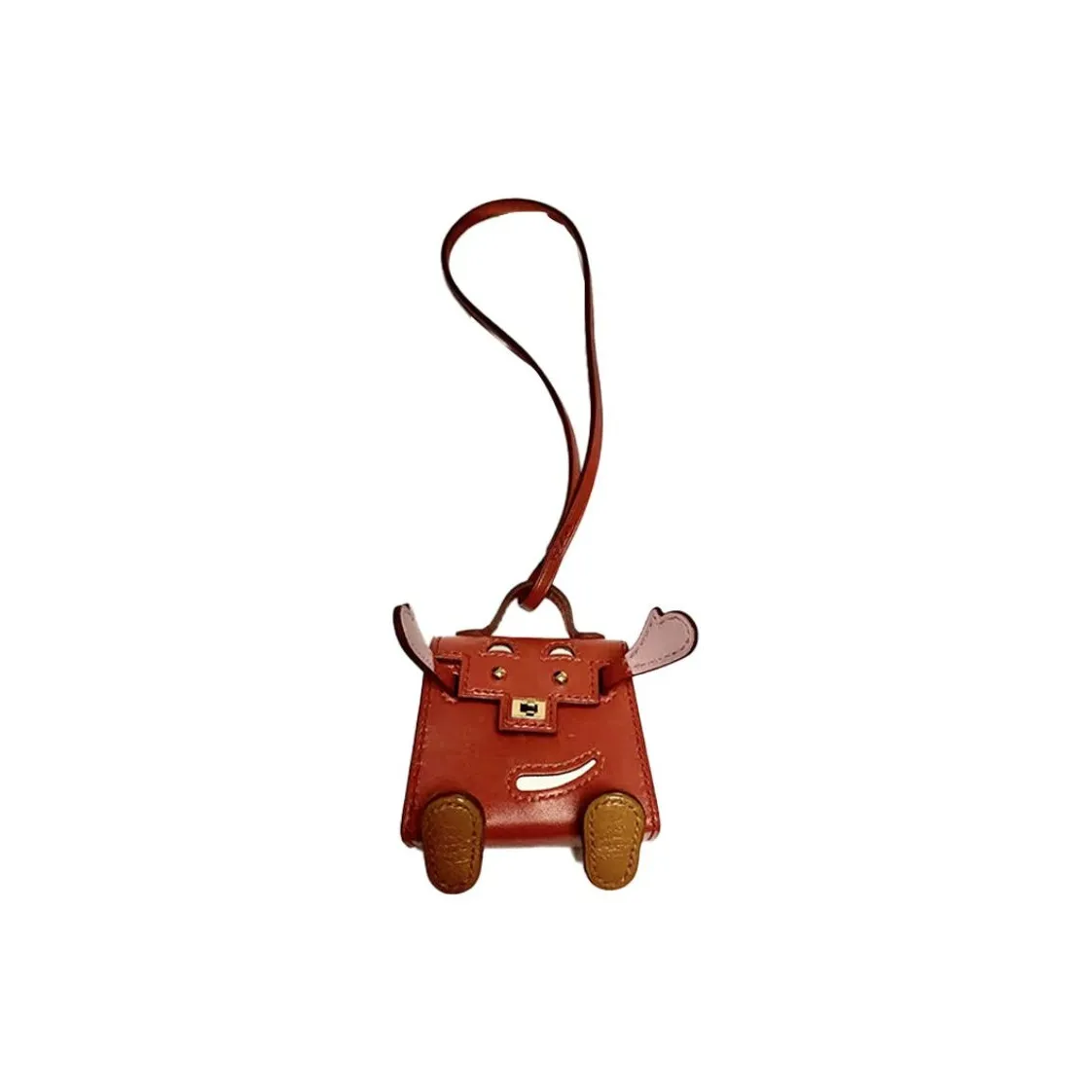HERMES Kelly Doll Cow Leather Pendant Charm Bag Accessory Women's Cherry Blossom Pink/Cream White/Red