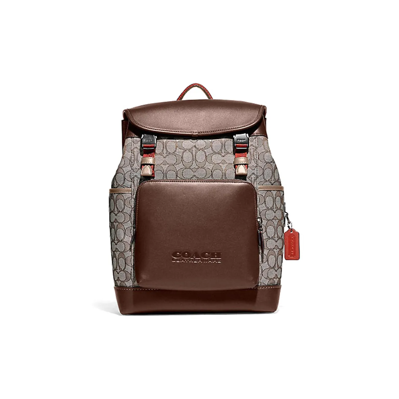 COACH League Canvas With Leather Travel Bag Backpack Tubas Men's Oak/Maple Monogram