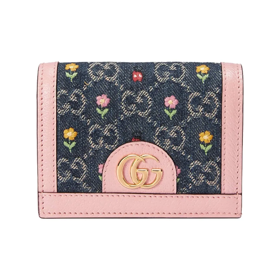 GUCCI Ophidia Кожа Кошелек Картхолдер Женский Синий Розовый Многоцветный