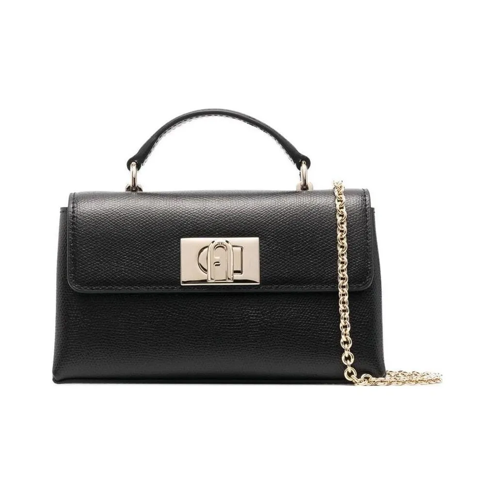 Furla 1927 Collection Leather Handbag, Shoulder Bag, Crossbody Bag Mini Women's Black