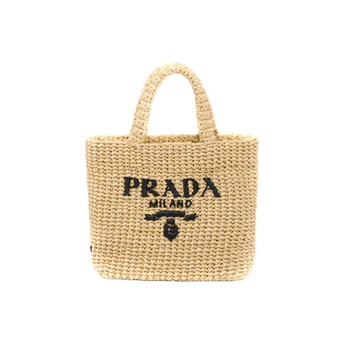PRADA Raffia Tote Bag Small Tan