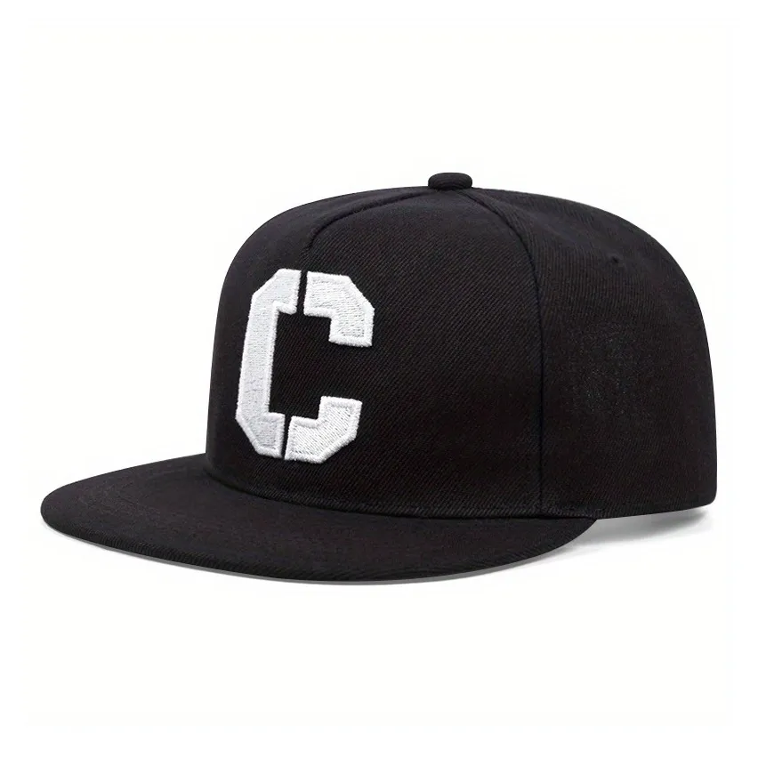 AAJF Cotton Flat Brim Hat With Street Embroidered Letters Hip Hop Style Unisex