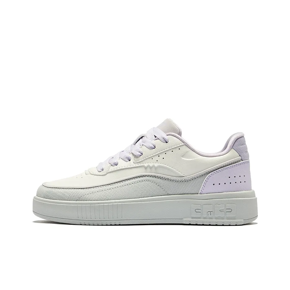 Erke Fun Play Slip-Resistant Breathable Low-Top Skateboard Shoes Women's Microcrystal White Lavender