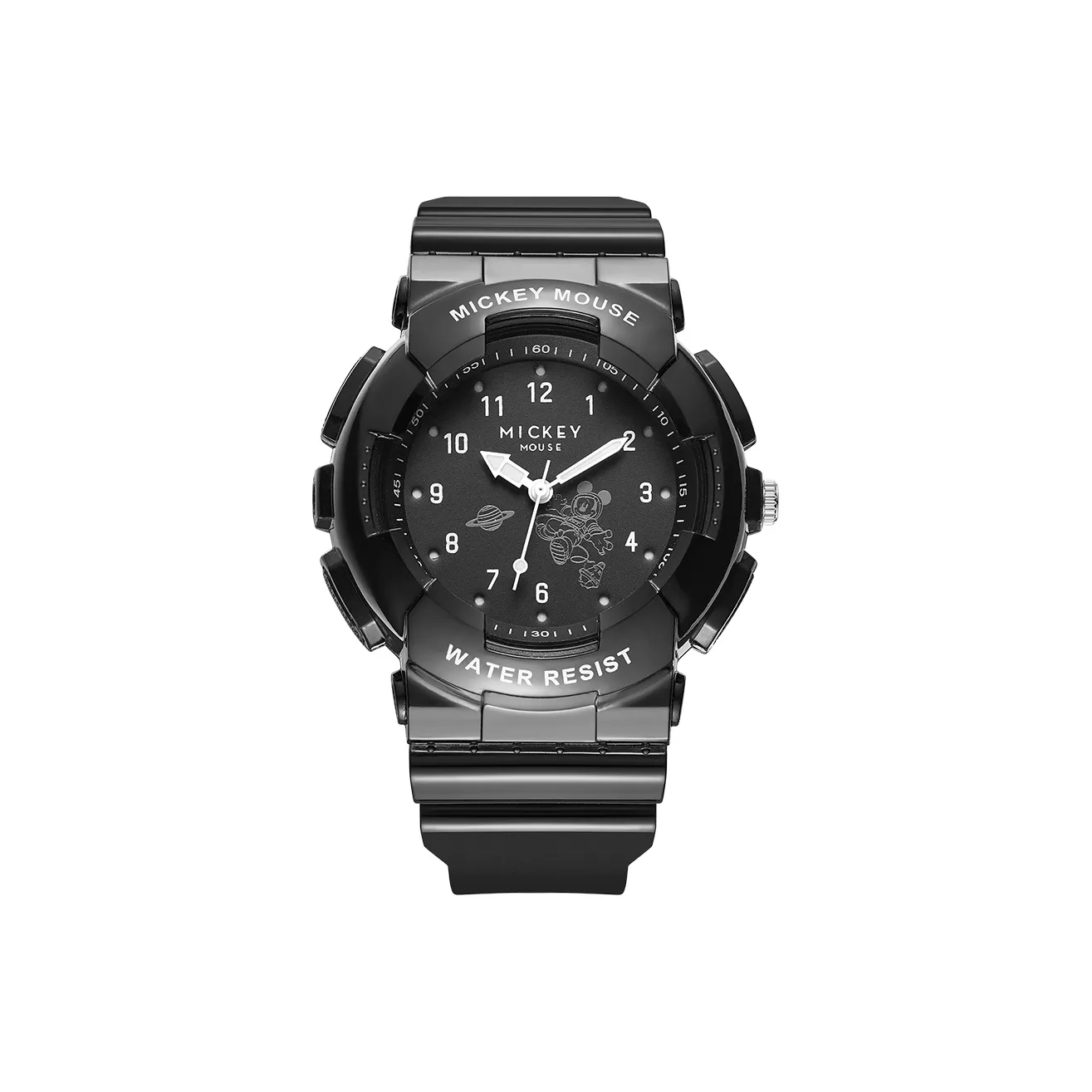 Disney Space Mickey Series Кварцевый механизм Силиконовый ремешок Часы Унисекс Черный циферблат MK 11575B