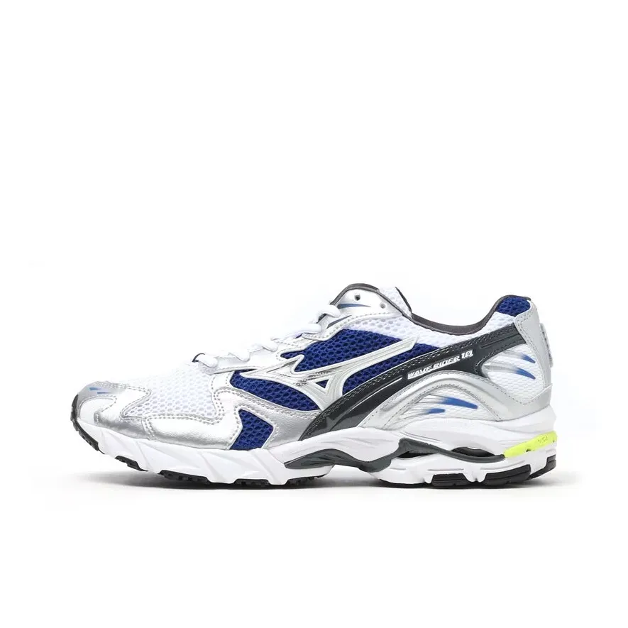 Mizuno Wave Rider 10 Амортизация Износостойкий Низкий Топ Беговые Кроссовки Унисекс Белый Синий