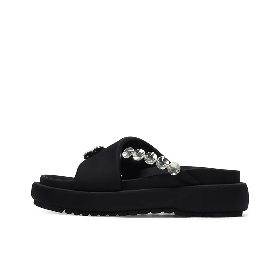GG CC Thong Versatile Fairy Style Slippers Flip Flops Women's Black