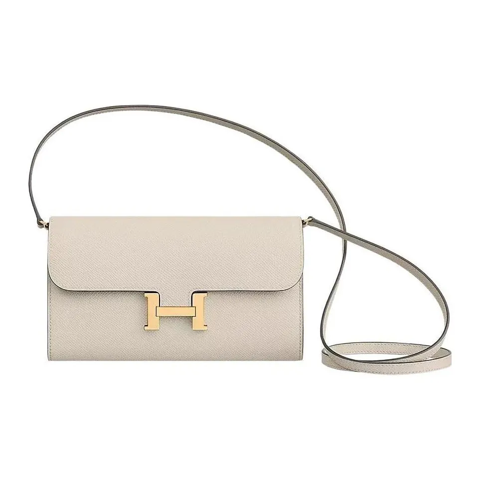 HERMES Constance Long To Go Epsom Leather Handheld Shoulder Bag Crossbody Bag Women
s 10 Craie Milkshake White