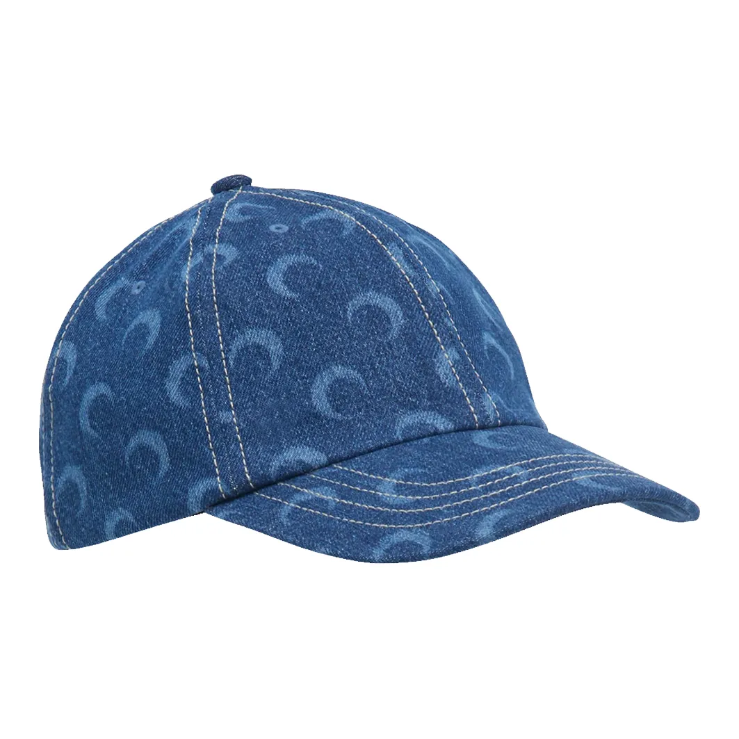 Marine Serre Crescent Moon print Denim Cap