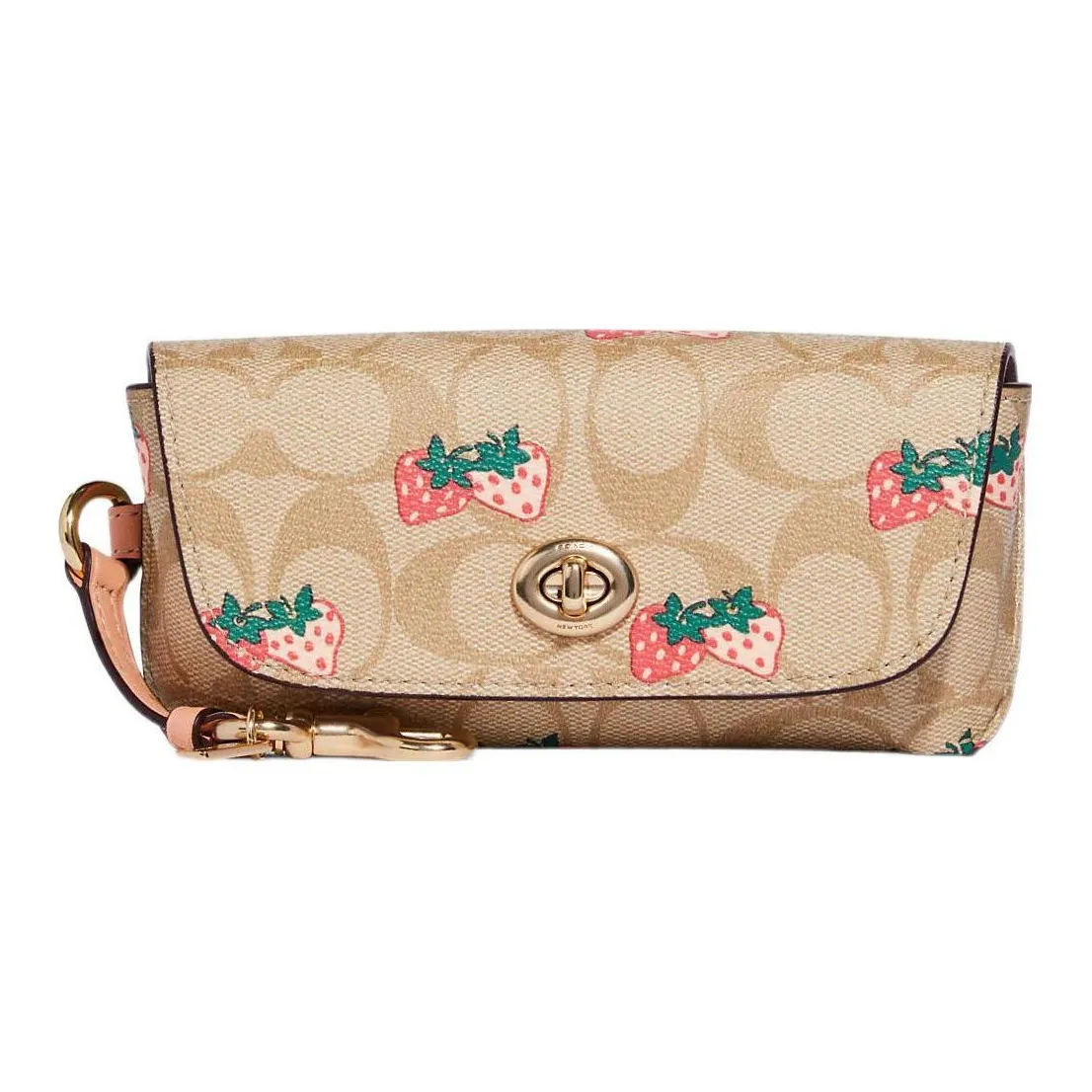 COACH Sunglass Case Canvas With Leather Canvas Bag Clutch Eyeglass Pouch Women's Khaki