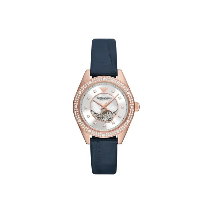 EMPORIO ARMANI Wrist Watch Automatic Mechanical Movement Leather Strap 36mm Cut Out Dial Women's Watch AR60071