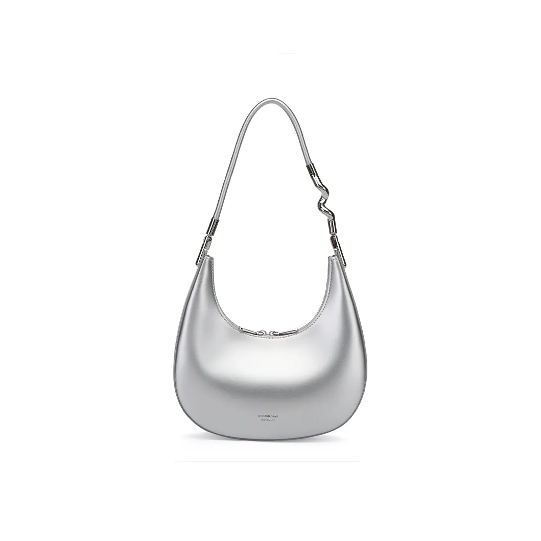 Tanita West Коровья кожа Подмышечный Сумка Сумка через плечо Женская Glossy Серебристый Черный