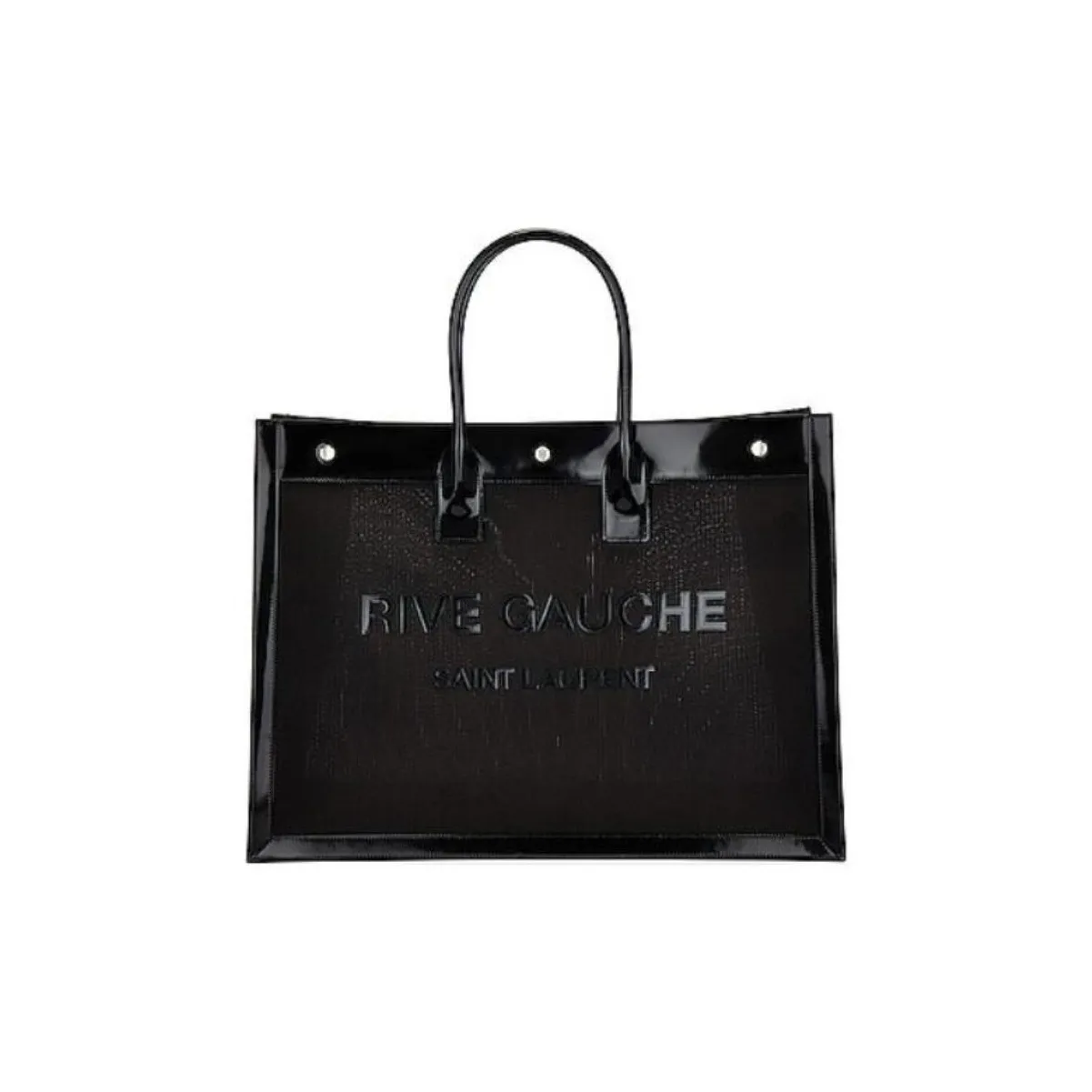 SAINT LAURENT Rive Gauche Calfskin Trim Tote Bag Shopping Bag Handbag Regular Women's Black