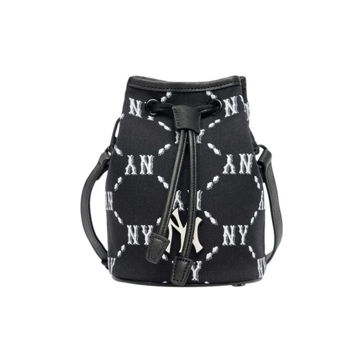 MLB Monogram Collection Artificial Leather Bucket Bags Shoulder Bag Crossbody Bag Regular Unisex Black