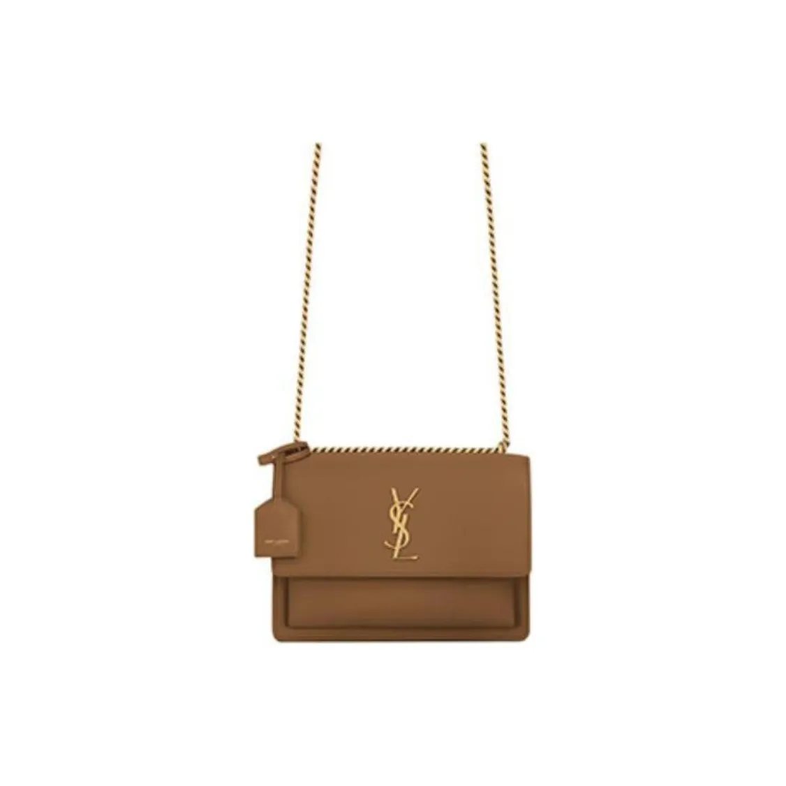 SAINT LAURENT SUNSET Calfskin Shoulder Bag Crossbody Bag Medium Size Women's Brown