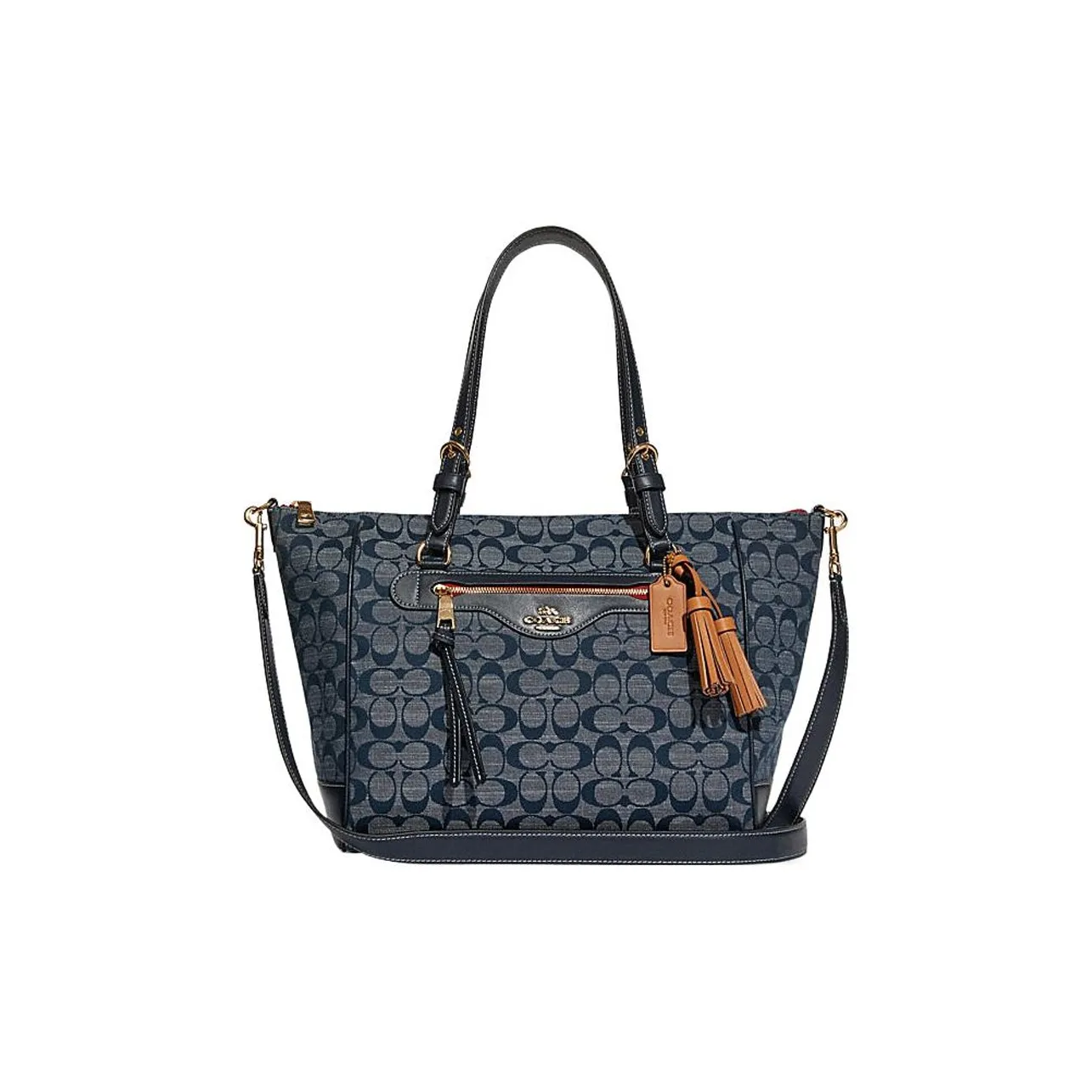 COACH Kleo Canvas Chambray With Leather Shoulder Bag, Crossbody Bag Tubas Women's Denim Blue