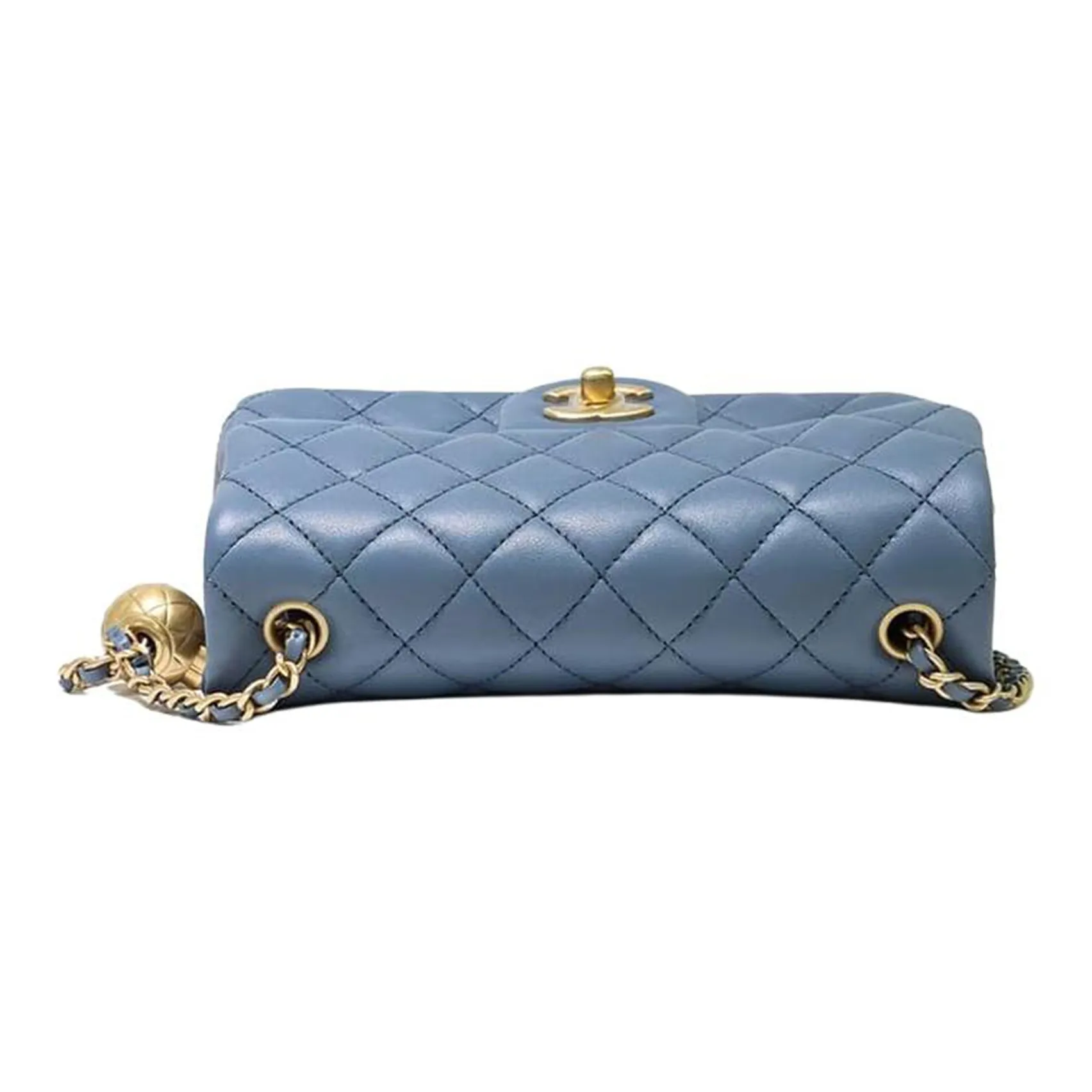 CHANEL Classic Flap CF Sheepskin Chain Bag, Flap Bag, Shoulder Bag, Crossbody Bag Mini Women's Gray Blue