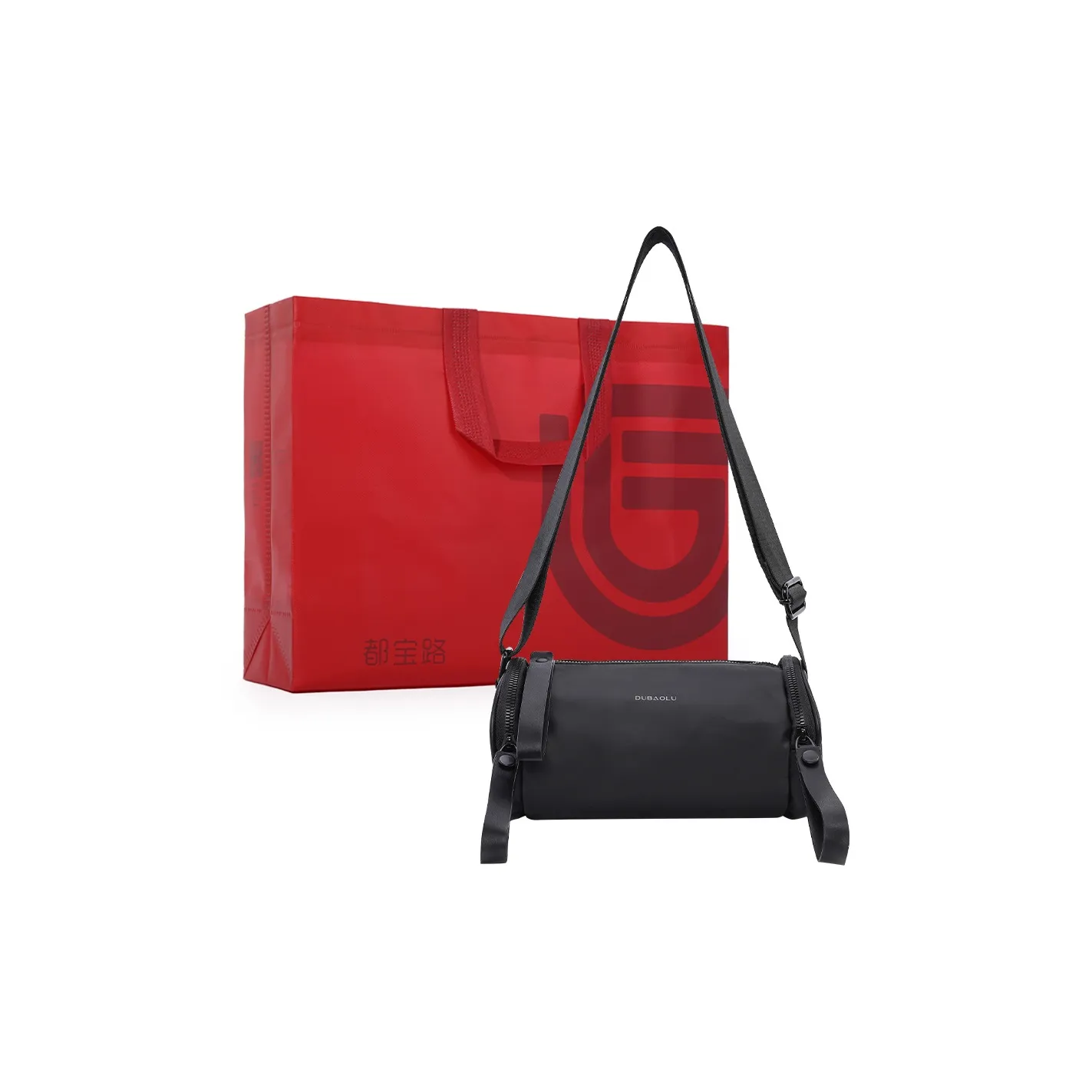 Dubaolu Сумка через плечо из ткани среднего размера унисекс черного цвета