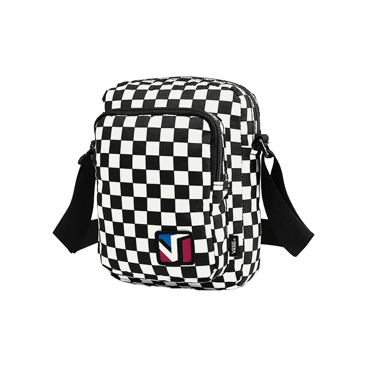 Vans Polyester Shoulder Bag Crossbody Bag Unisex Black White Plaid