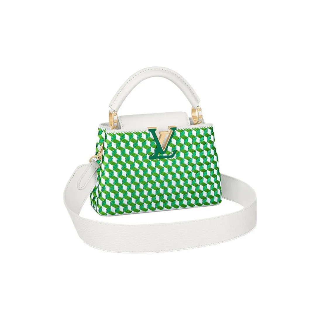 LOUIS VUITTON Capucines Taurillon Leather Embroidered Shoulder Bag Crossbody Bag Handbag Mini Women's Green