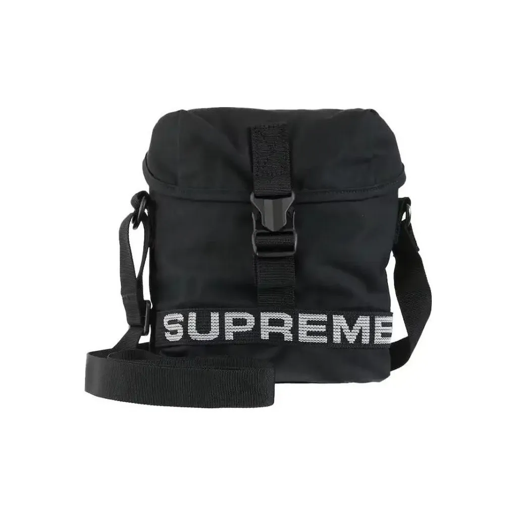 Supreme Cotton Fabric, Nylon Shoulder Bag, Crossbody Bag Regular Unisex Black