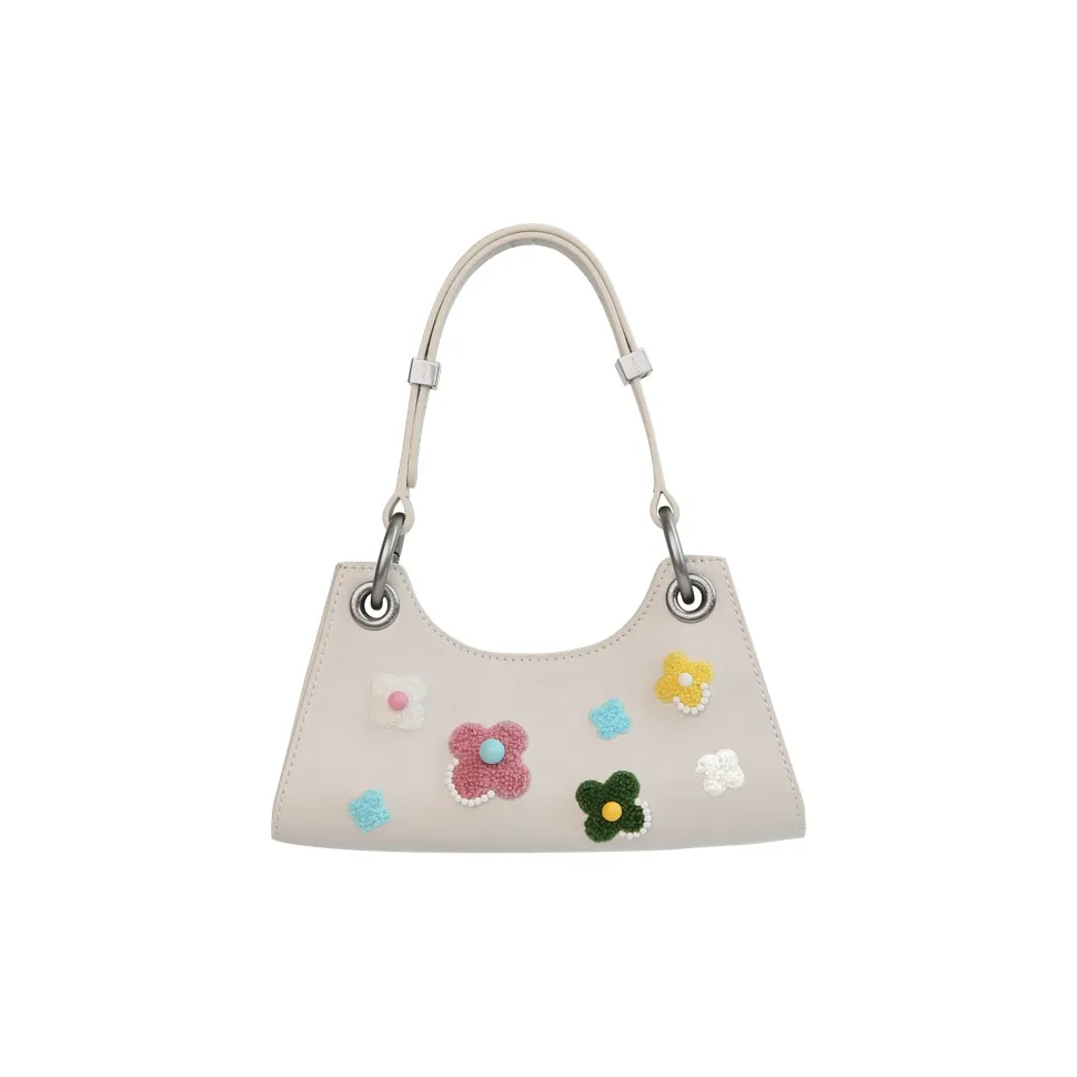 APEDE MOD Cow Leather Frog Handbag, Shoulder Bag Women's Ivory