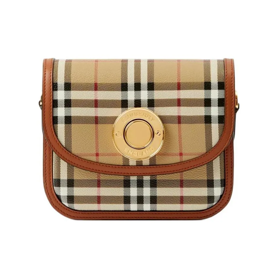Burberry Elizabeth Leather Shoulder Bag, Crossbody Bag Trumpets Women's Beige