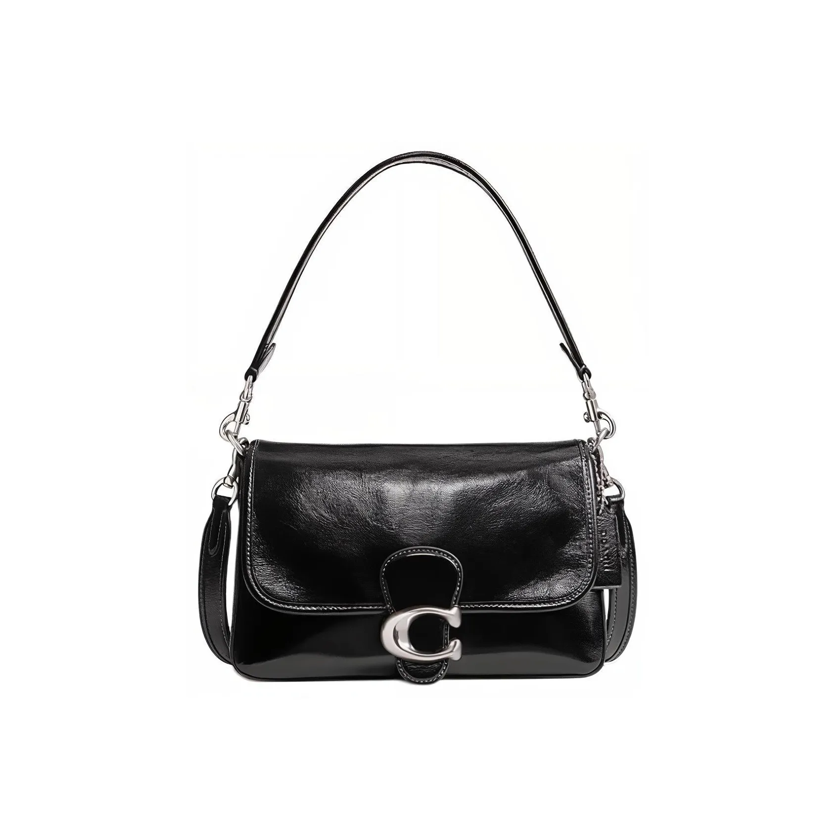 COACH Soft Tabby Cow Leather Crossbody Bag, Shoulder Bag Medium Size Women's Black