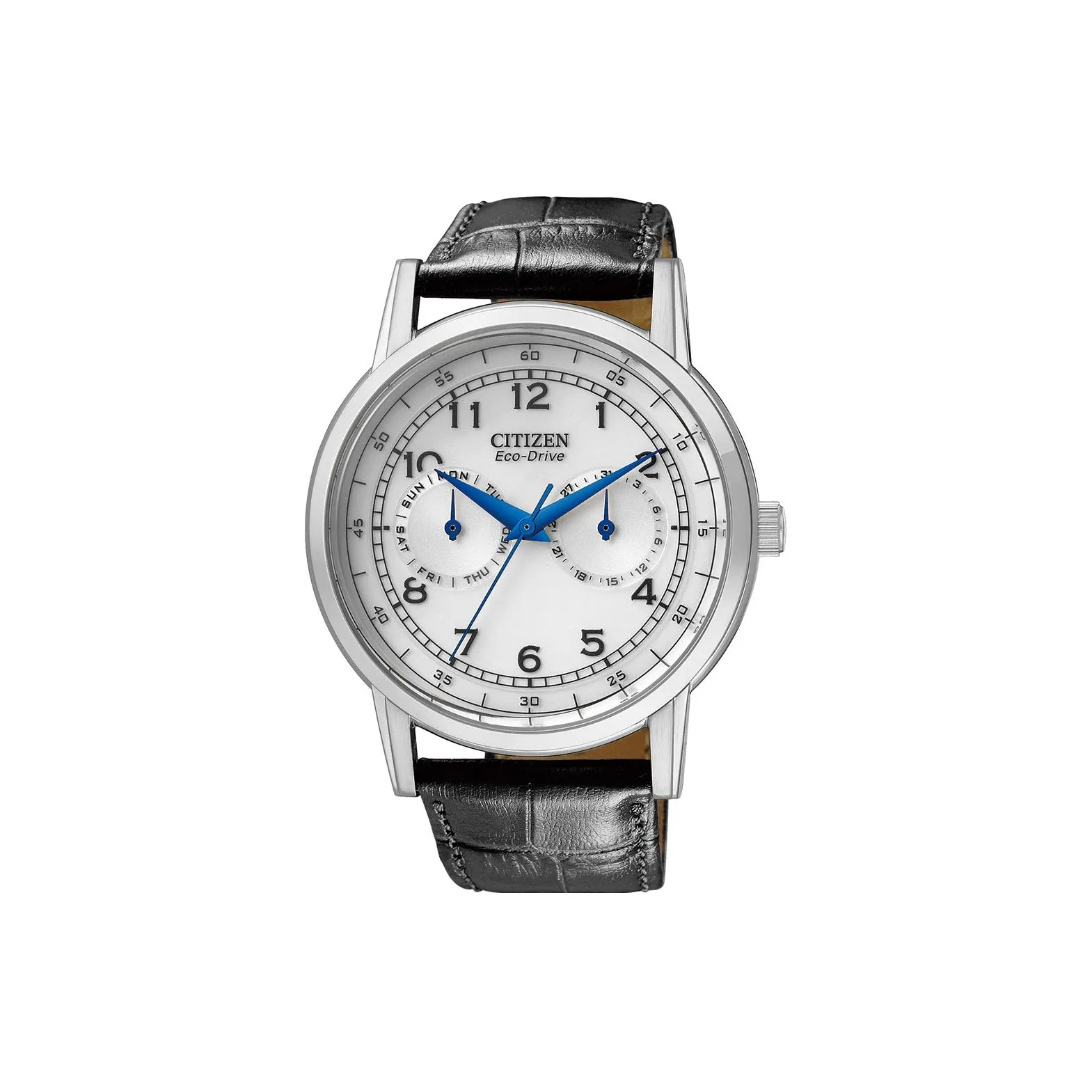 CITIZEN Кварцевый механизм натуральная кожа ремешок мужские часы белый циферблат